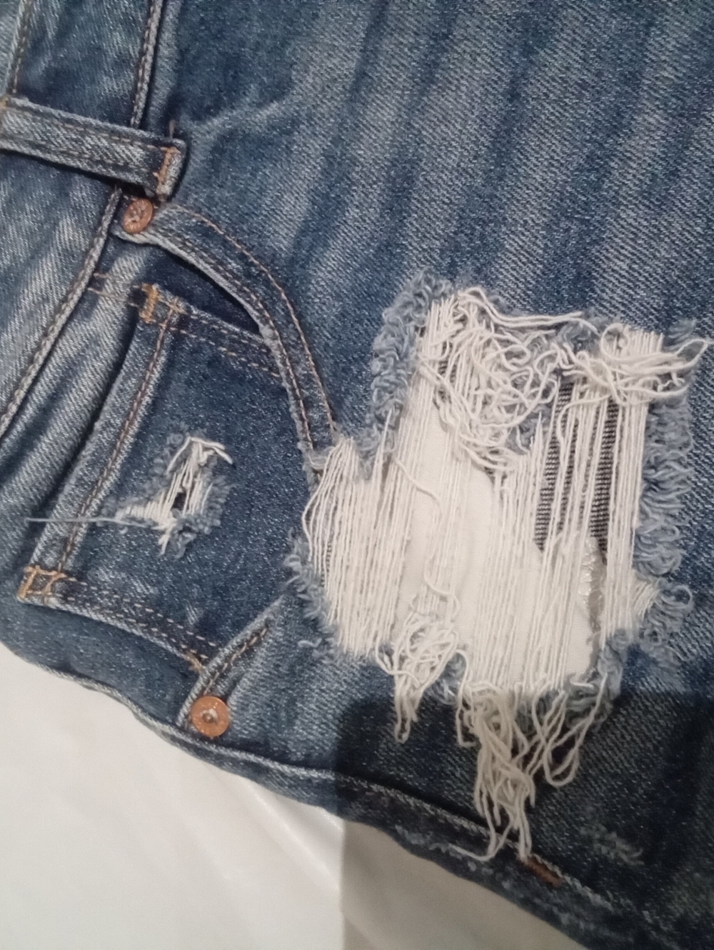 American Eagle Outfitters Distressed Blue Denim Jean Shorts 12 - Picture 8 of 8